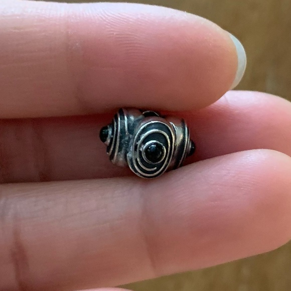 Retired HTF Pandora "Hypnotize" Black Onyx Safety Clip Stopper Charm - Picture 7 of 11